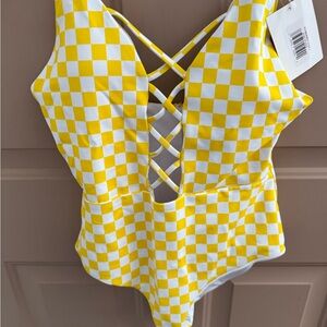 Dippin' Daisy's Yellow and White Checkered One Piece